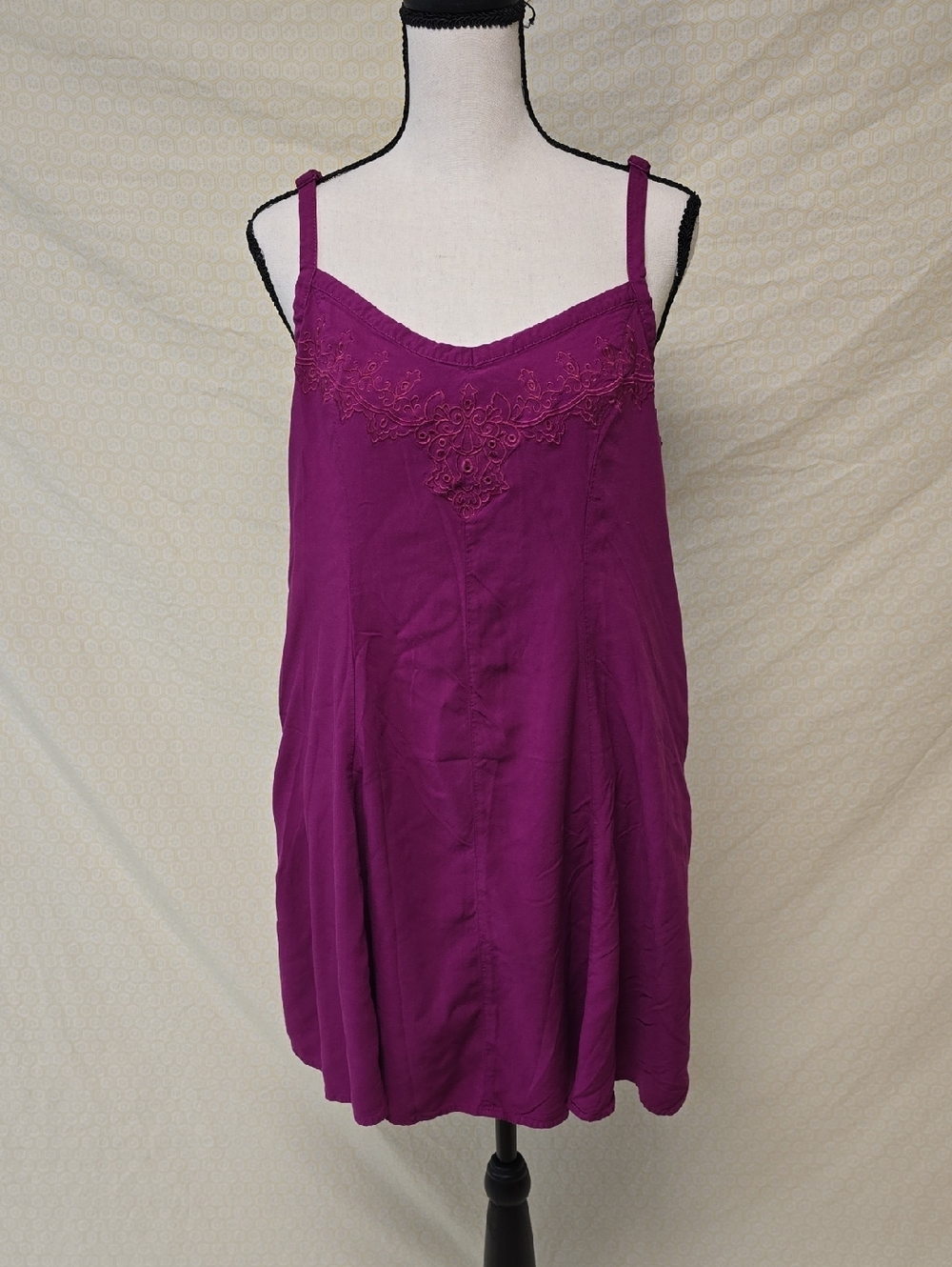 Torrid Challis Fuscia Lace-Trim Mini Dress